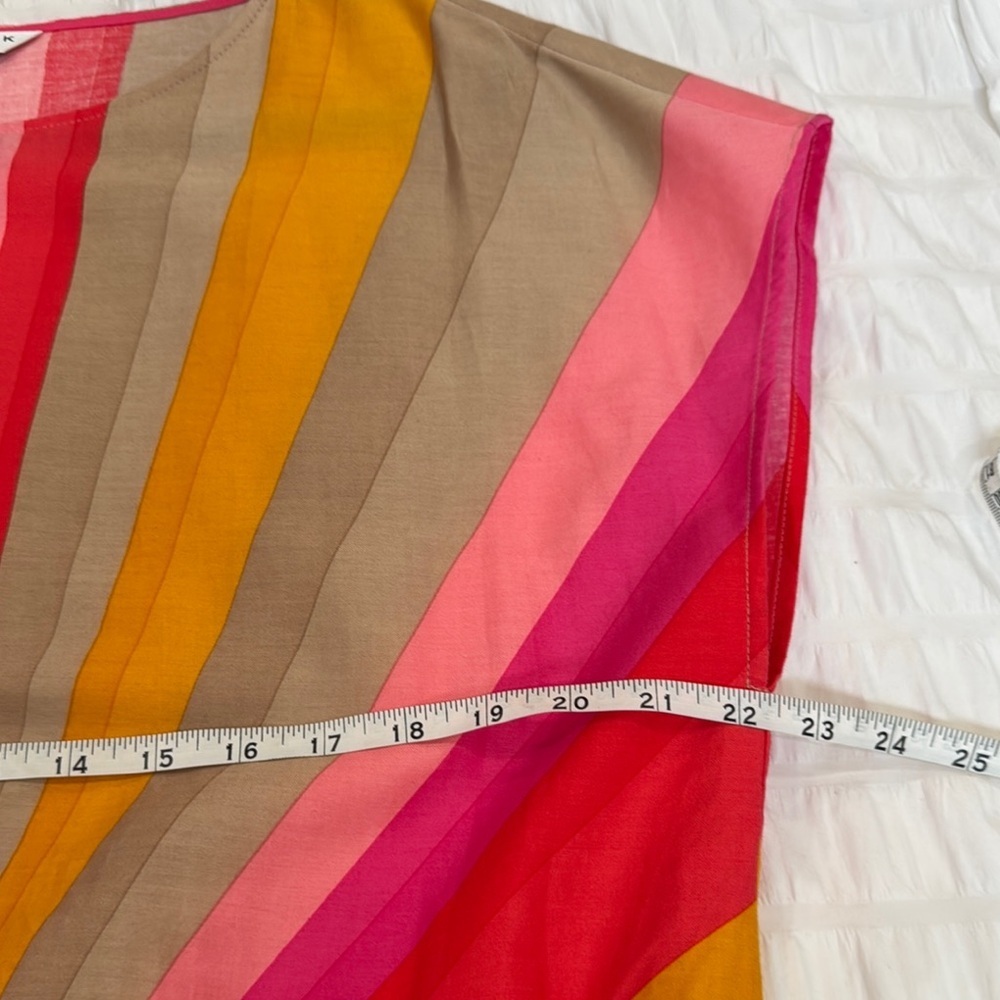 Trina Turk 100% Cotton Pink Yellow Beige side Tie Front Blouse Size L - Picture 5 of 8